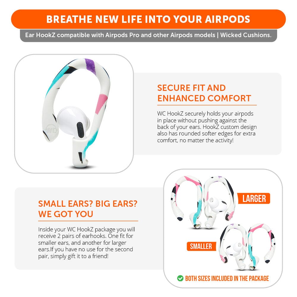 WC HookZ - Over Ear Hooks for Airpods Pro 1, 2 & Airpods 1, 2, 3